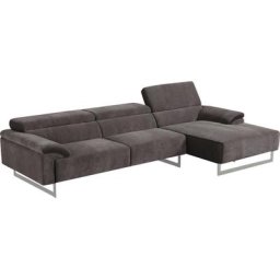 Egoitaliano Ecksofa Malika, mit Recamiere, inkl. Kopfteilverstellung und chromfarbenen Metallfüßen
