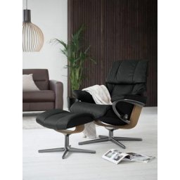 Stressless® Relaxsessel Reno (Set, Relaxsessel mit Hocker), mit Hocker, mit Cross Base, Größe S, M & L, Holzakzent Eiche