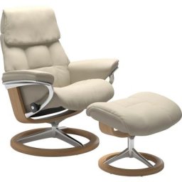 Stressless® Relaxsessel Ruby (Set, Relaxsessel mit Hocker), mit Signature Base, Größe M, Gestell Eiche, Wenge, Braun & Schwarz