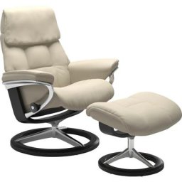 Stressless® Relaxsessel Ruby (Set, Relaxsessel mit Hocker), mit Signature Base, Größe L, Gestell Eiche, Wenge, Braun & Schwarz