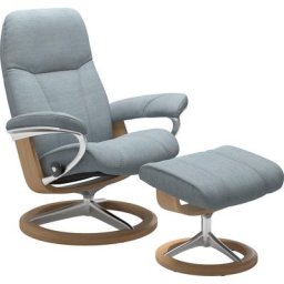 Stressless® Relaxsessel Consul (Set, Relaxsessel mit Hocker), mit Hocker, mit Signature Base, Größe L, Gestell Eiche