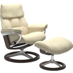 Stressless® Relaxsessel Ruby (Set, Relaxsessel mit Hocker), mit Signature Base, Größe L, Gestell Eiche, Wenge, Braun & Schwarz