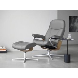 Stressless® Relaxsessel Consul (Set, Relaxsessel mit Hocker), mit Hocker, mit Cross Base, Größe S, M & L, Holzakzent Eiche