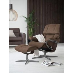 Stressless® Relaxsessel Reno (Set, Relaxsessel mit Hocker), mit Hocker, mit Cross Base, Größe S, M & L, Holzakzent Wenge