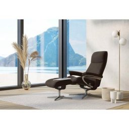 Stressless® Relaxsessel View (Set, Relaxsessel mit Hocker), mit Hocker, mit Cross Base, Größe S, M & L, Holzakzent Braun