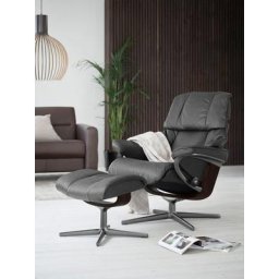 Stressless® Relaxsessel Reno (Set, Relaxsessel mit Hocker), mit Hocker, mit Cross Base, Größe S, M & L, Holzakzent Braun