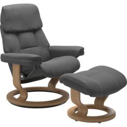 Stressless® Relaxsessel Ruby (Set, Relaxsessel mit Hocker), mit Classic Base, Größe L, Gestell Eiche, Wenge, Braun & Schwarz
