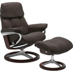 Stressless® Relaxsessel Ruby (Set, Relaxsessel mit Hocker), mit Signature Base, Größe M, Gestell Eiche, Wenge, Braun & Schwarz