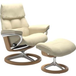 Stressless® Relaxsessel Ruby (Set, Relaxsessel mit Hocker), mit Signature Base, Größe S, Gestell Eiche, Wenge, Braun & Schwarz