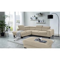 COTTA Polstergarnitur Morven, (Set), Set: bestehend aus Ecksofa und Hocker, Kopfteilverstellung