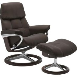 Stressless® Relaxsessel Ruby (Set, Relaxsessel mit Hocker), mit Signature Base, Größe M, Gestell Eiche, Wenge, Braun & Schwarz