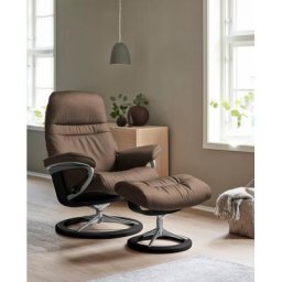Stressless® Relaxsessel Sunrise (Set, Relaxsessel mit Hocker), mit Signature Base, Größe M, Gestell Schwarz
