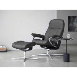 Stressless® Relaxsessel Consul (Set, Relaxsessel mit Hocker), mit Hocker, mit Cross Base, Größe S, M & L, Holzakzent Schwarz