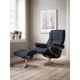 Stressless® Relaxsessel Mayfair (Set, Relaxsessel mit Hocker), mit Hocker, mit Cross Base, Größe S, M & L, Holzakzent Braun