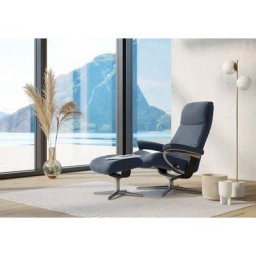 Stressless® Relaxsessel View (Set, Relaxsessel mit Hocker), mit Hocker, mit Cross Base, Größe S, M & L, Holzakzent Schwarz