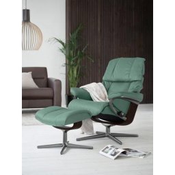 Stressless® Relaxsessel Reno (Set, Relaxsessel mit Hocker), mit Hocker, mit Cross Base, Größe S, M & L, Holzakzent Braun
