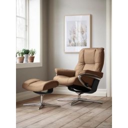 Stressless® Relaxsessel Mayfair (Set, Relaxsessel mit Hocker), mit Hocker, mit Cross Base, Größe S, M & L, Holzakzent Schwarz