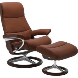 Stressless® Relaxsessel View (Set, Relaxsessel mit Hocker), mit Signature Base, Größe L,Gestell Braun