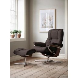 Stressless® Relaxsessel Mayfair (Set, Relaxsessel mit Hocker), mit Hocker, mit Cross Base, Größe S, M & L, Holzakzent Braun
