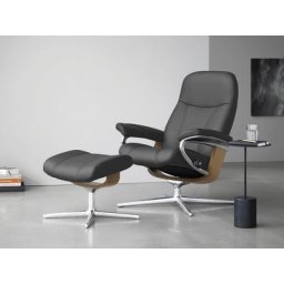 Stressless® Relaxsessel Consul (Set, Relaxsessel mit Hocker), mit Hocker, mit Cross Base, Größe S, M & L, Holzakzent Eiche