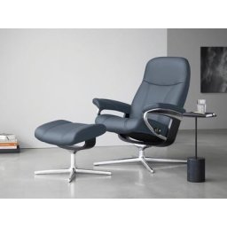 Stressless® Relaxsessel Consul (Set, Relaxsessel mit Hocker), mit Hocker, mit Cross Base, Größe S, M & L, Holzakzent Schwarz