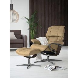 Stressless® Relaxsessel Reno (Set, Relaxsessel mit Hocker), mit Hocker, mit Cross Base, Größe S, M & L, Holzakzent Wenge