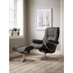 Stressless® Relaxsessel Mayfair (Set, Relaxsessel mit Hocker), mit Hocker, mit Cross Base, Größe S, M & L, Holzakzent Braun