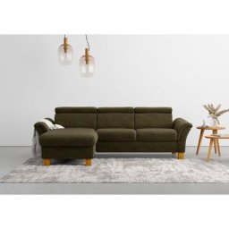 Home affaire Ecksofa, wahlweise mit Bett mit klappbaren Rollen, Kasten und Kopfverstellung