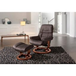 Stressless® Relaxsessel Ruby (Set, Relaxsessel mit Hocker), mit Classic Base, Größe L, Gestell Eiche, Wenge, Braun & Schwarz