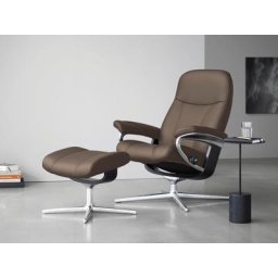 Stressless® Relaxsessel Consul (Set, Relaxsessel mit Hocker), mit Hocker, mit Cross Base, Größe S, M & L, Holzakzent Schwarz