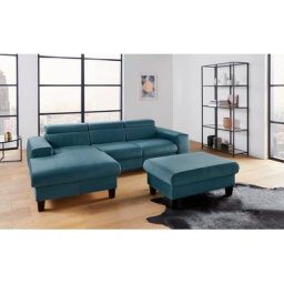 COTTA Polstergarnitur Morven, (Set), Set: bestehend aus Ecksofa und Hocker, Kopfteilverstellung
