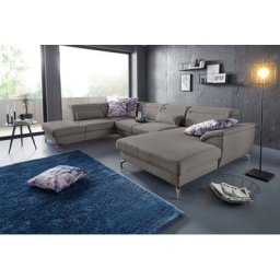 sit&more Wohnlandschaft, 12 cm Fußhöhe, Sitztiefenverstellung, wahlweise in 2 Fußfarben