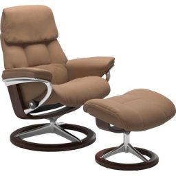 Stressless® Relaxsessel Ruby (Set, Relaxsessel mit Hocker), mit Signature Base, Größe S, Gestell Eiche, Wenge, Braun & Schwarz
