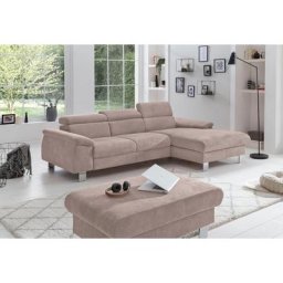 COTTA Polstergarnitur Komaris, (Set), Set: bestehend aus Ecksofa und Hocker, Kopfteilverstellung