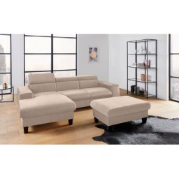 COTTA Polstergarnitur Morven, (Set), Set: bestehend aus Ecksofa und Hocker, Kopfteilverstellung