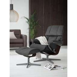Stressless® Relaxsessel Reno (Set, Relaxsessel mit Hocker), mit Hocker, mit Cross Base, Größe S, M & L, Holzakzent Braun