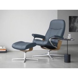 Stressless® Relaxsessel Consul (Set, Relaxsessel mit Hocker), mit Hocker, mit Cross Base, Größe S, M & L, Holzakzent Eiche