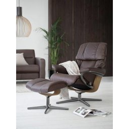 Stressless® Relaxsessel Reno (Set, Relaxsessel mit Hocker), mit Hocker, mit Cross Base, Größe S, M & L, Holzakzent Eiche
