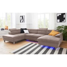 COTTA Polstergarnitur Komaris, (Set), Set: bestehend aus Wohnlandschaft und Hocker, Kopfteilverstellung