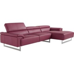 Egoitaliano Ecksofa Malika, mit Recamiere, inkl. Kopfteilverstellung und chromfarbenen Metallfüßen