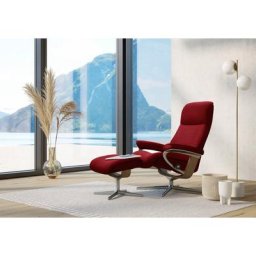 Stressless® Relaxsessel View (Set, Relaxsessel mit Hocker), mit Hocker, mit Cross Base, Größe S, M & L, Holzakzent Eiche