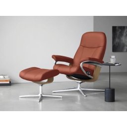 Stressless® Relaxsessel Consul (Set, Relaxsessel mit Hocker), mit Hocker, mit Cross Base, Größe S, M & L, Holzakzent Eiche