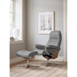 Stressless® Relaxsessel Sunrise (Set, Relaxsessel mit Hocker), mit Hocker, mit Cross Base, Größe S, M & L, Holzakzent Eiche