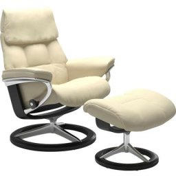 Stressless® Relaxsessel Ruby (Set, Relaxsessel mit Hocker), mit Signature Base, Größe S, Gestell Eiche, Wenge, Braun & Schwarz