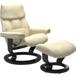 Stressless® Relaxsessel Ruby (Set, Relaxsessel mit Hocker), mit Classic Base, Größe M, Gestell Eiche, Wenge, Braun & Schwarz