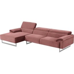 Egoitaliano Ecksofa Malika, mit Recamiere, inkl. Kopfteilverstellung und chromfarbenen Metallfüßen