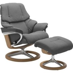 Stressless® Relaxsessel Reno (Set, Relaxsessel mit Hocker), mit Hocker, mit Signature Base, Größe S, M & L, Gestell Eiche