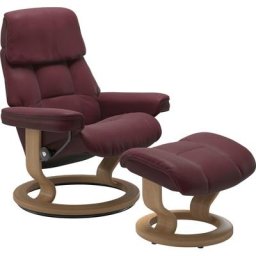 Stressless® Relaxsessel Ruby (Set, Relaxsessel mit Hocker), mit Classic Base, Größe L, Gestell Eiche, Wenge, Braun & Schwarz