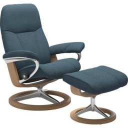 Stressless® Relaxsessel Consul (Set, Relaxsessel mit Hocker), mit Hocker, mit Signature Base, Größe S, Gestell Eiche