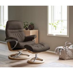 Stressless® Relaxsessel Sunrise (Set, Relaxsessel mit Hocker), mit Signature Base, Größe M, Gestell Eiche